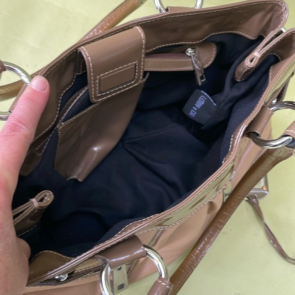Vintage tan/dark cream Lenny e Cia leather/patent leather purse - Picture 13 of 14